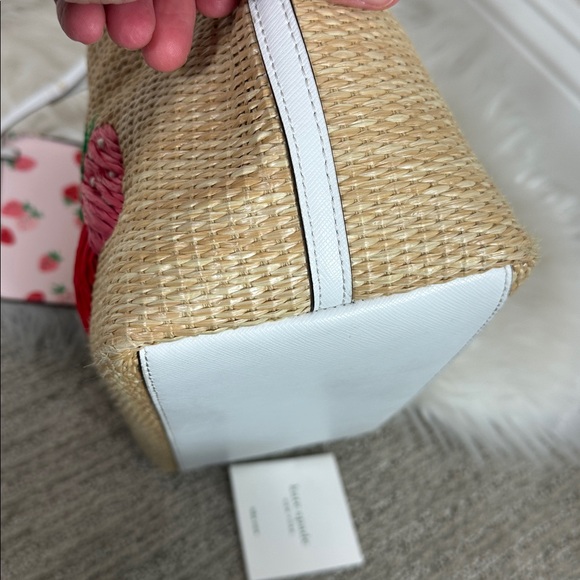 Kate Spade Tan Straw Tote with White and Pink Accents - Picture 10 of 17